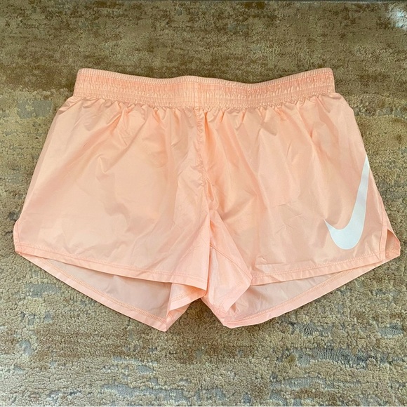Nike Swoosh Brief Lined Athletic Shorts Active Running Elastic Waist Coral Pink